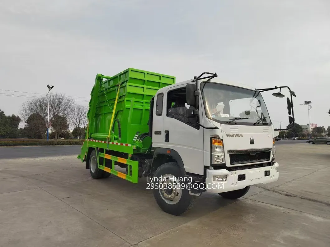 Cheap Price HOWO Rear Loader Garbage Truck with Swing Arm Collection System